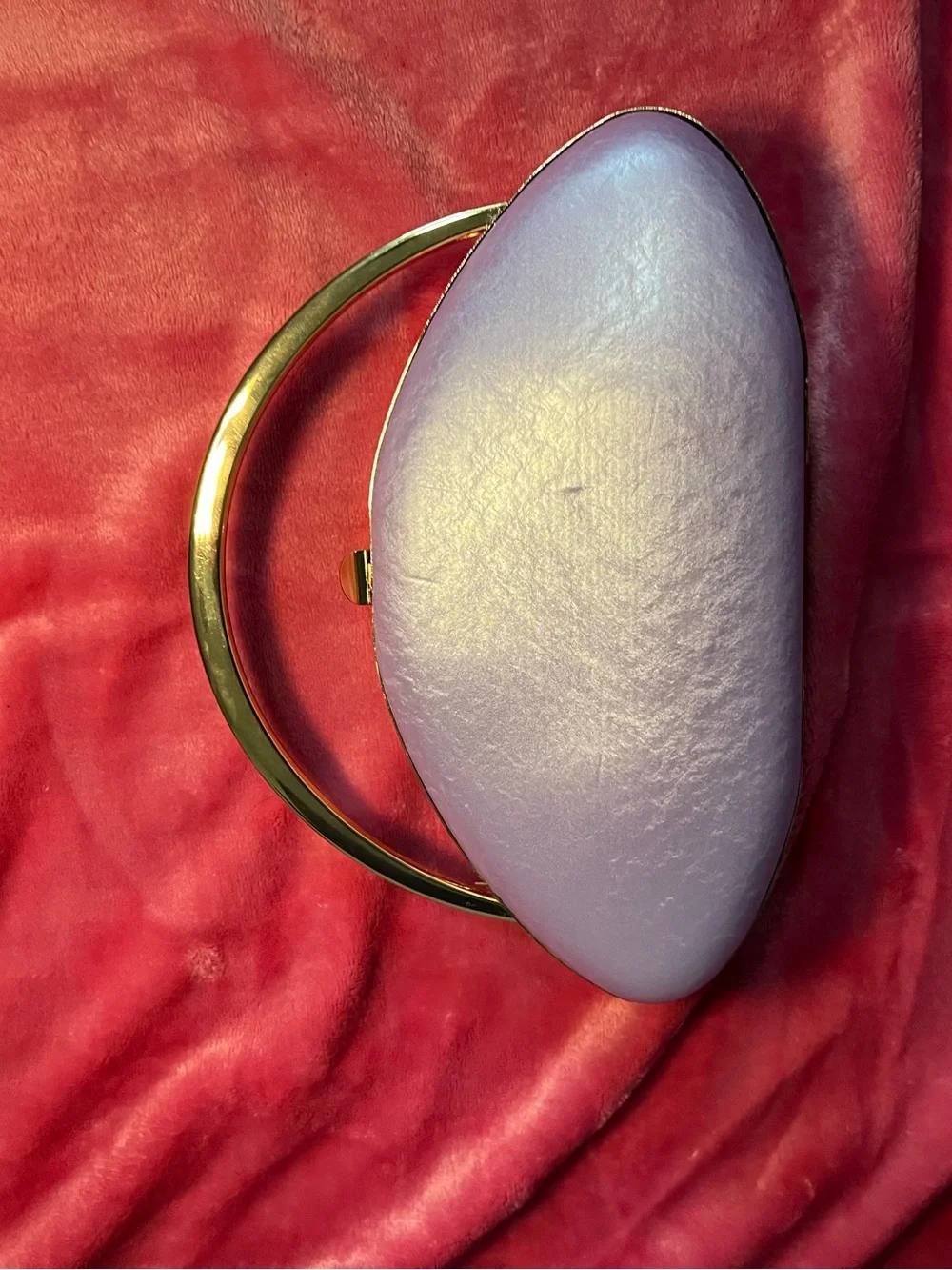 Lavender Oval Clutch with Gold Handle - Women's Evening Bag